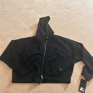 Starter Black Zip-Up Hoodie textured
